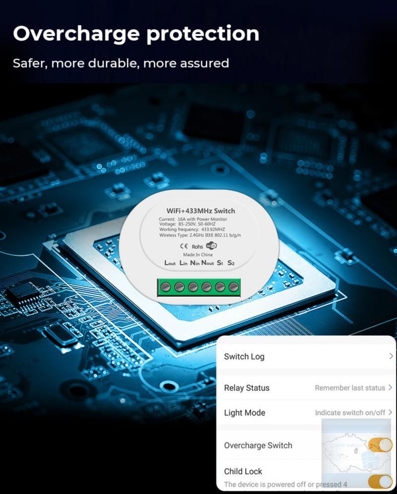 Smart Life RF a Wifi spínač relé s měřením spotřeby